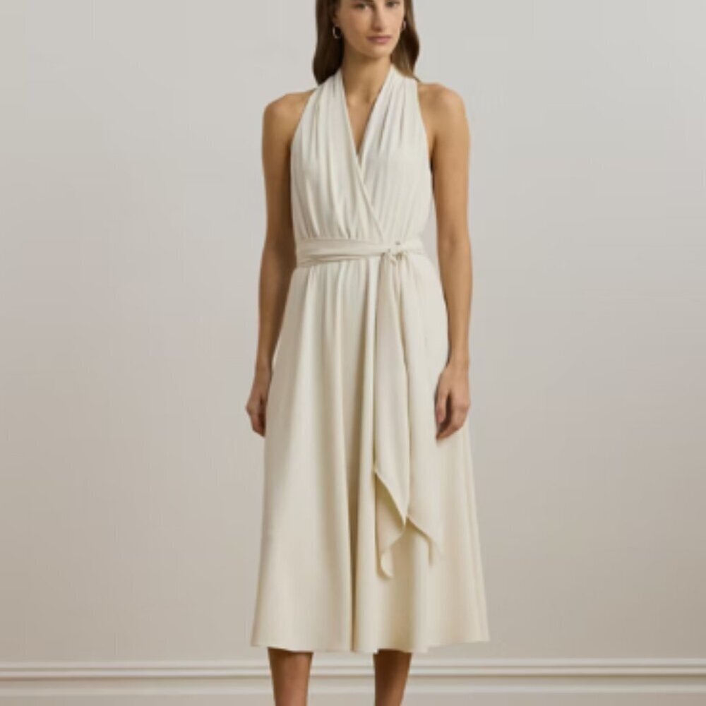 Lauren Ralph Georgette Halter Cocktail Dress- Halter A-Line Dress - Picture 8 of 11